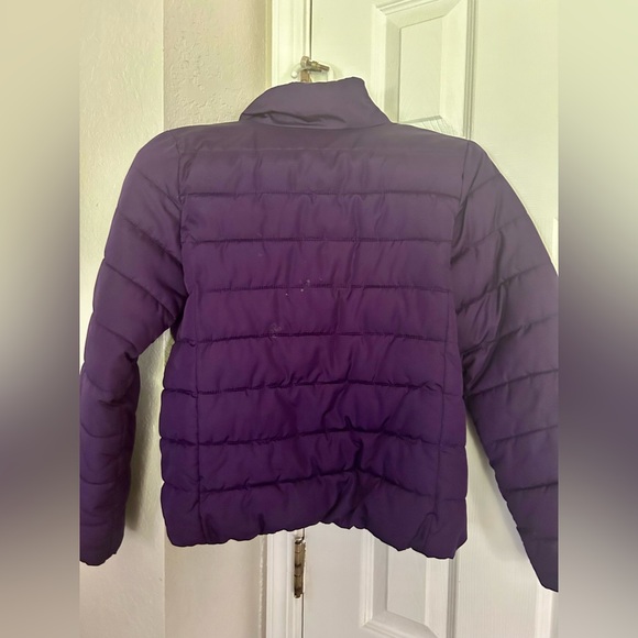 $10 gently used girl’s L (10-12) Empire Purple puffer zip-up coat. - Picture 2 of 3